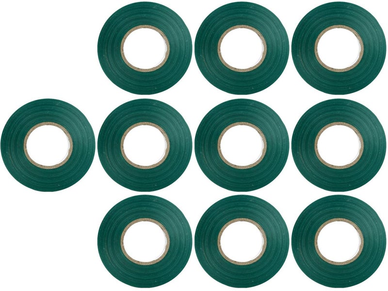 Sunlite 41412-SU 10-Pack PVC Electrical Tape, 60 Feet x 0.75 Inches, for Splicing, Protecting, and Insulating Wires, Abrasion Resistant, Flame Retardant, Weatherproof, UL Listed, Green - Image 1